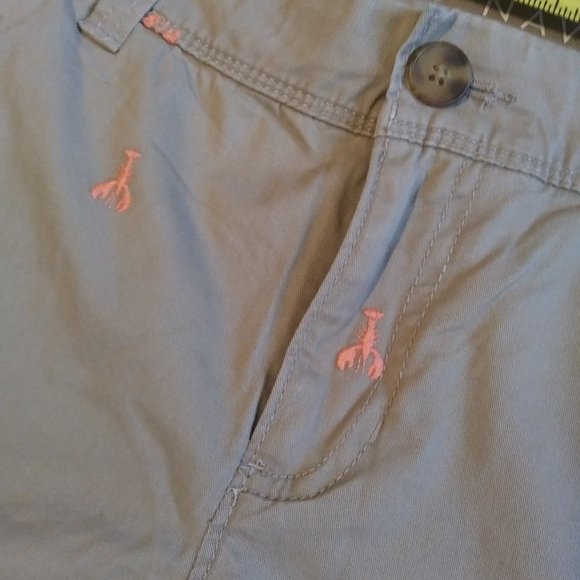 new Old Navy khaki Grayish pants with pink lobsters embroidered size 10 tall - Picture 11 of 15